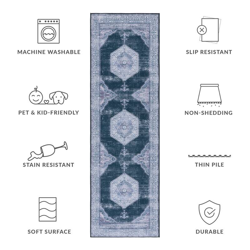 SAFAVIEH Tucson Machine Washable Slip Resistant Liddie Traditional Rug