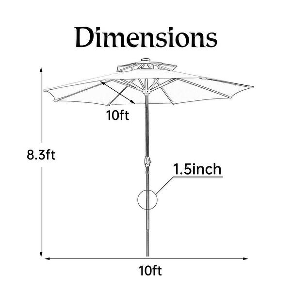 Ainfox 10ft Patio Umbrella with Lights 2tier Outdoor Umbrella (No Base