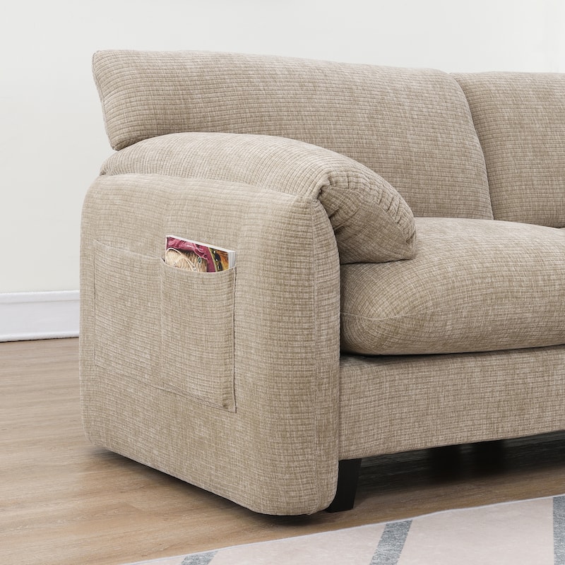 U-Shaped Sectional Sofa Indoor Chaise Lounge w/ USB & Type-C Charger