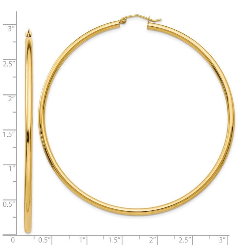 Curata 14k Yellow Gold Polished 70x2.25mm Hoop Earrings