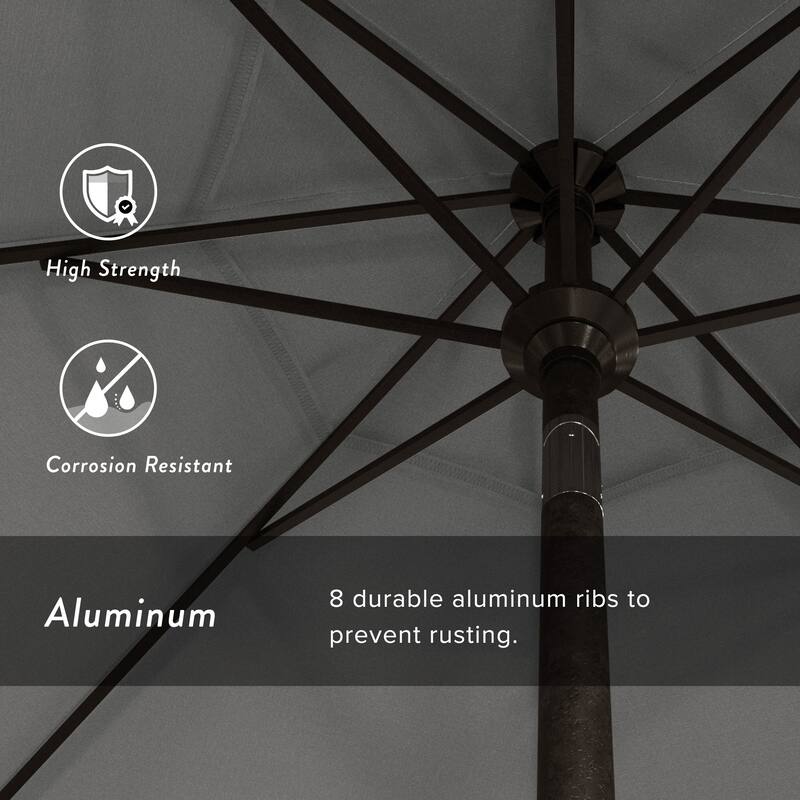 California Umbrella 9' Sunset Series Patio Umbrella Bronze Aluminum Frame and Ribs, Crank Lift Auto Tilt, Sunbrella Cilantro