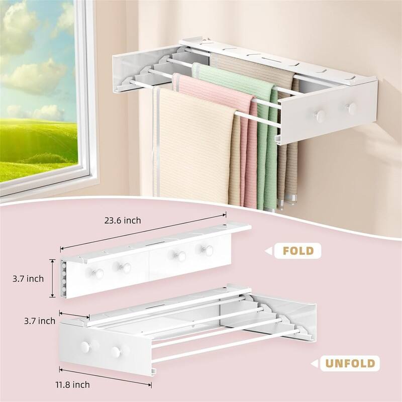 Upgraded Wall Drying Rack - 23.6" Wide, 60 lb Capacity