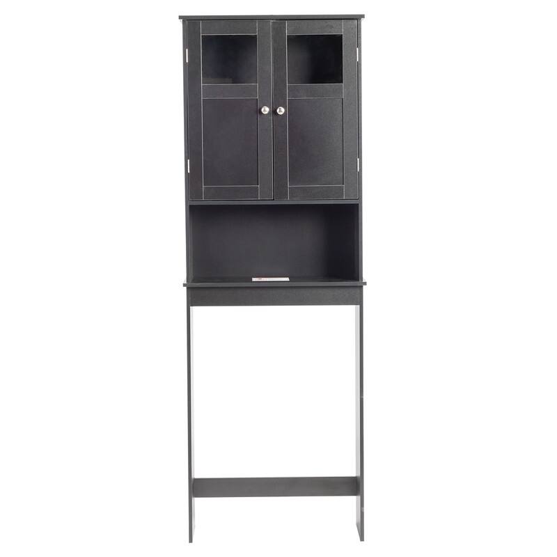 66.9'' Black Toilet Cabinet with 2 Doors