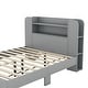 preview thumbnail 7 of 7, Twin/Full Size Platform Bed with Storage Headboard, White/Gray Finish, Durable Particle Board Construction, for teenagers.