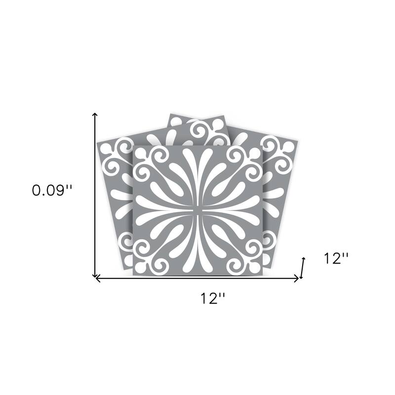 12" X 12" Gray and White Spire Peel and Stick Removable Tiles