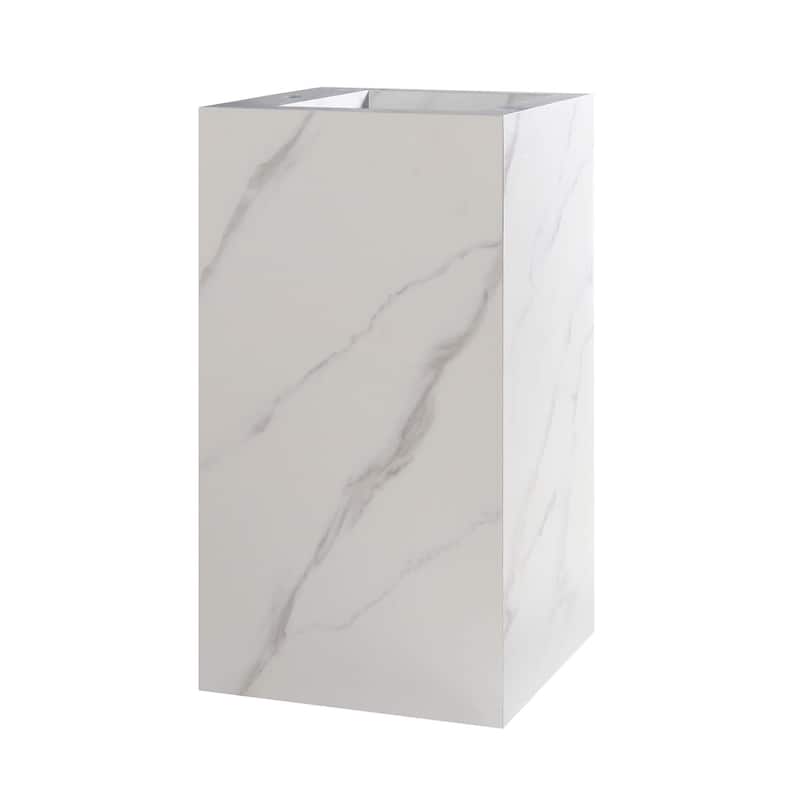 Fine Fixtures Grand Collection, Elegant Square Shaped Pedestal Sink - White Carrara