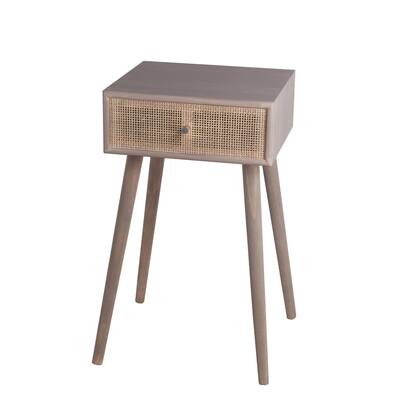 1 Drawer Accent Stand with Mesh Pattern and Splayed Legs, Gray