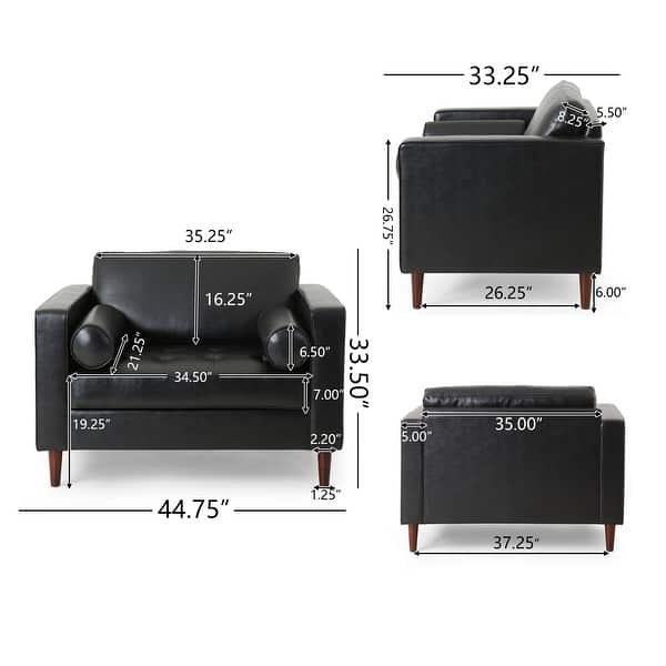 dimension image slide 1 of 3, Malinta Contemporary Faux Leather Cushioned Club Chair by Christopher Knight Home