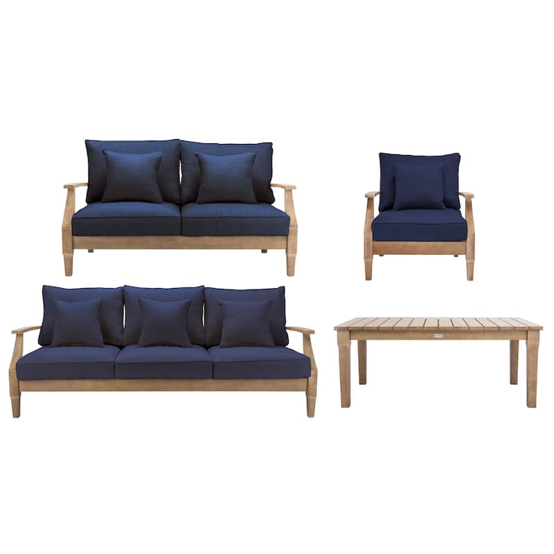 SAFAVIEH Couture Outdoor Patio Furniture Martinique Wood Arm Chair - 31"W x 36"D x 33"H