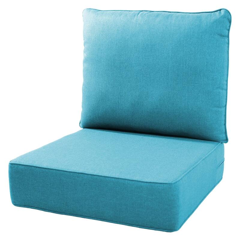 Gymojoy 24"x22"x6" Patio Thick Cushions & Pillows Set - Deep Seat Indoor/Outdoor Water & Fade Resistant - One Set - Pale Blue