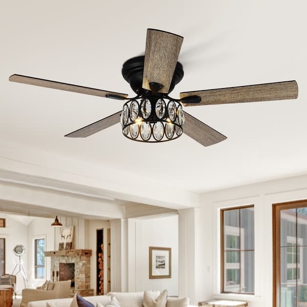 slide 2 of 21, 52" Low Profile Ceiling Fan with Light and Remote(5-blade) Matte Black