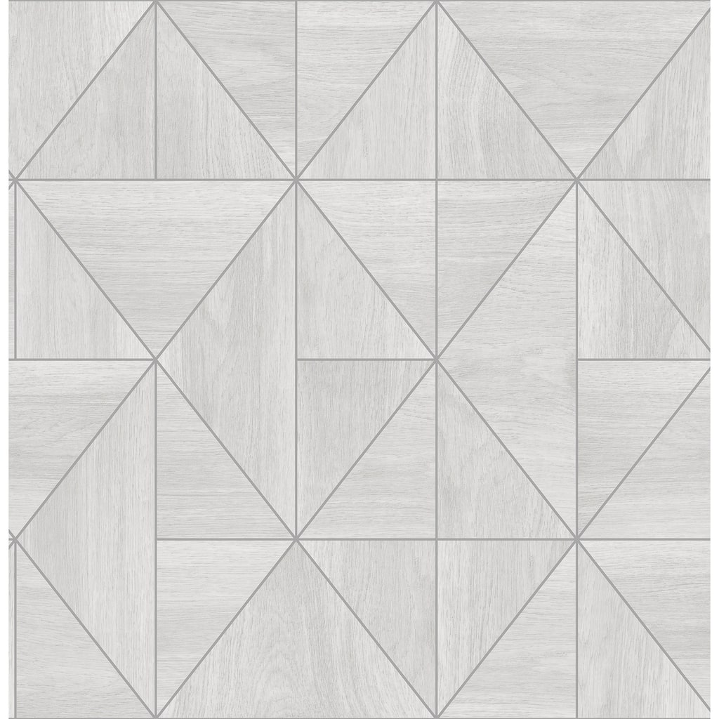 A-Street Prints Cheverny Light Grey Geometric Wood Wallpaper