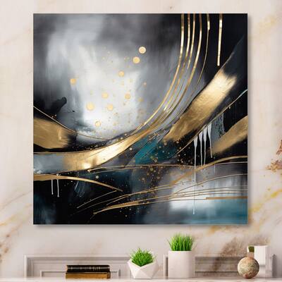Designart "Shapes And Lines Abstract Marble II" Abstract Marble Metal Wall Art
