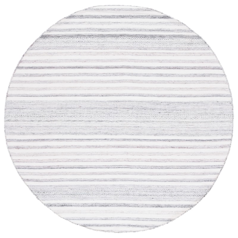 SAFAVIEH Handmade Kilim Rokhaya Transitional Rug - 6' Round - Ivory/Light Grey