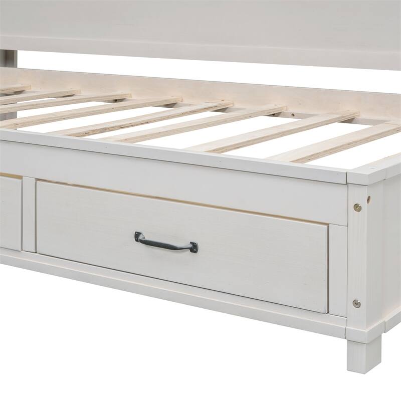 Twin Size Wooden Daybed with Drawers,A Set of Sockets and USB Ports