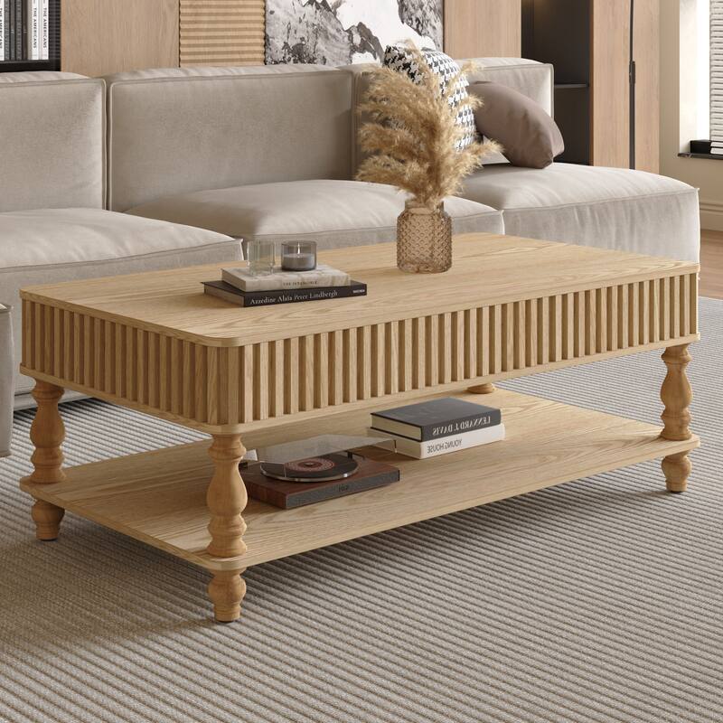 GDF Studio - Modern Wooden Lift-Top Coffee Table with Storage