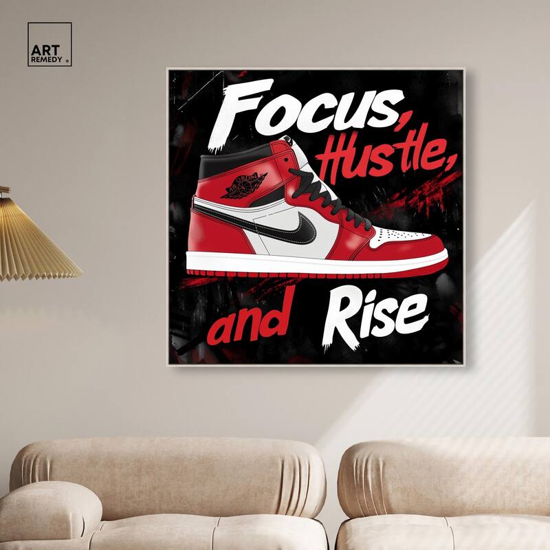 Hustle and Rise Sneaker Red Canvas by Art Remedy