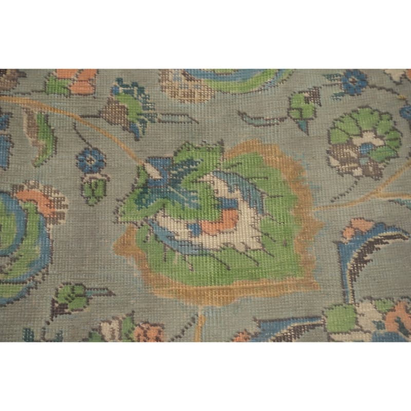 Hand Knotted Oriental 100% Wool Carpet Traditional All-Over Greys & Charcoal Tabriz Area Rug - 13' 3'' X 9' 8''