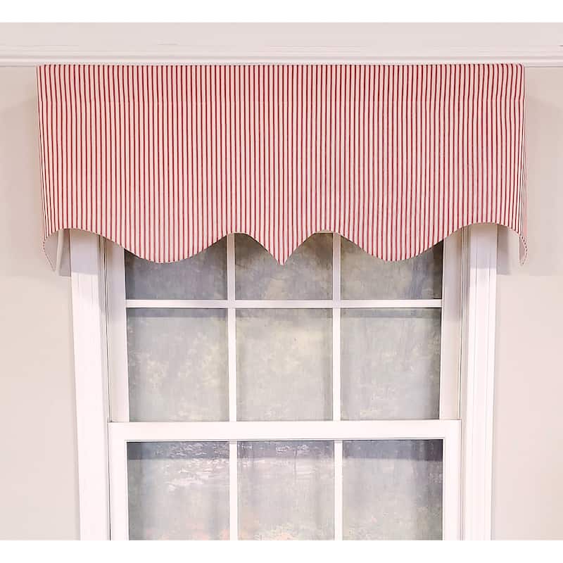 RLF Home Design MG-Ticking Stripe Regal Window Valance - Red