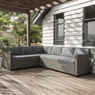Decker Contemporary Wicker Padded Outdoor Sectional Sofa by M&L Co