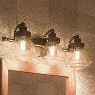 Luxury Transitional Bathroom Vanity Light, 8"H x 25"W, with Rustic Style, Parisian Bronze Finish - 8" H, 25" W, 7.75" Dep