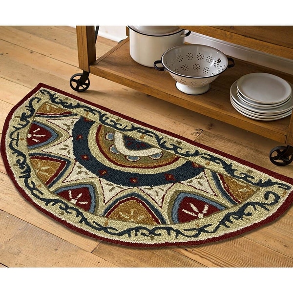 Geometric Bordered and Floral Medallion Rug. Opens flyout.