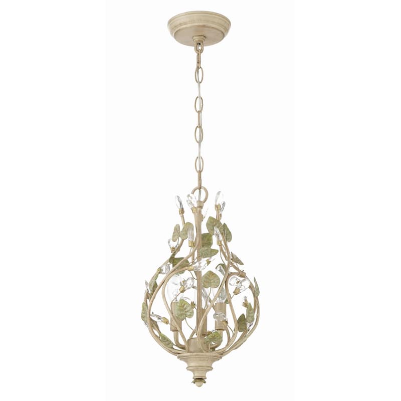 Josie 3 Light Champagne Green Tea Mini Chandelier - 9"W x 16"H x 9"D