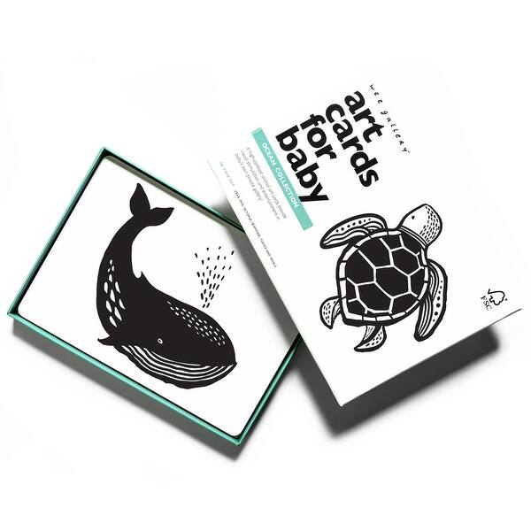 slide 2 of 5, Wee Gallery Art Cards for Baby - Ocean Animals - Black