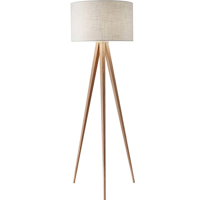 Adesso Tripod Director Floor Lamp - Natural Oak