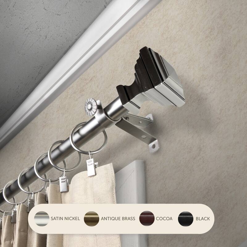 InStyleDesign Saturnino Adjustable Curtain Rod 13/16 inch dia. - 48 to 84 inches - Satin Nickel