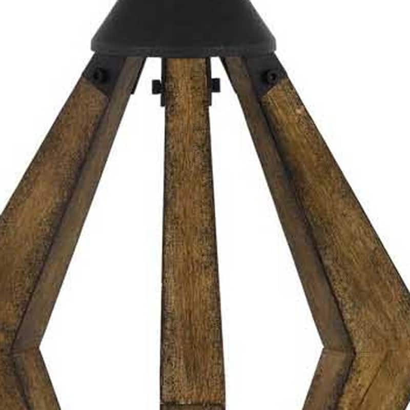 HomeRoots30" Black Metal Table Lamp With Brown Empire Shade - 18