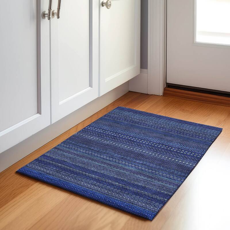 Premium Washable Super Soft Boho Stripes Mayfield Rug - Navy - 1' 8" x 2' 6" - Rectangle
