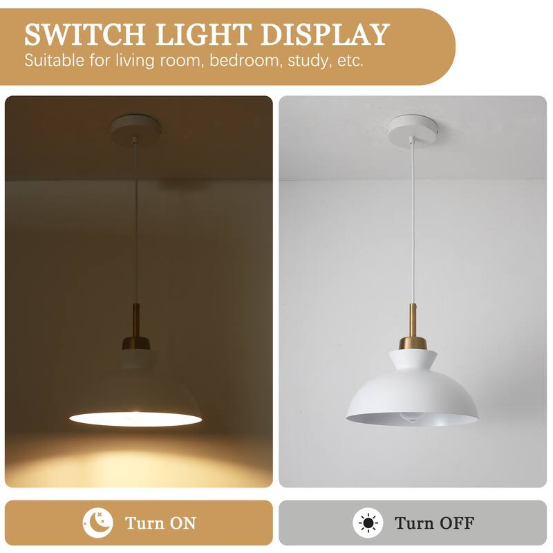 1-Light Hanging Ceiling Pendant Light Chandelier Light Fixture with Metal Shade for Kitchen Island