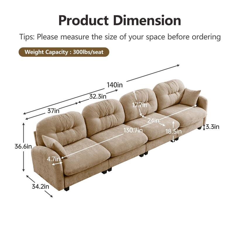 Modular Chenille Tufted Sofas Fits Bedroom, Living Rooms