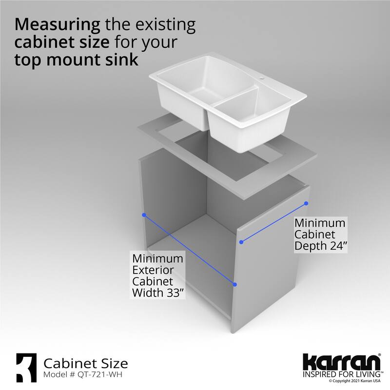 Karran Drop-In Quartz 34 in. Double Bowl 60/40 Kitchen Sink With Bottom Grids and Strainers