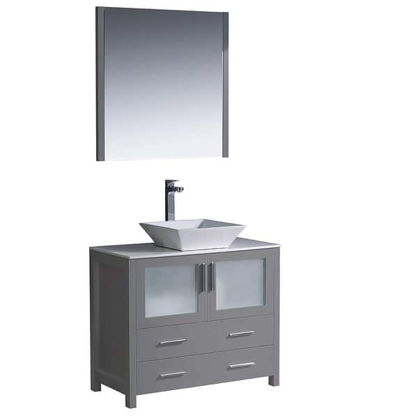 slide 2 of 7, Fresca Torino 36" Gray Modern Bathroom Vanity w/ Vessel Sink