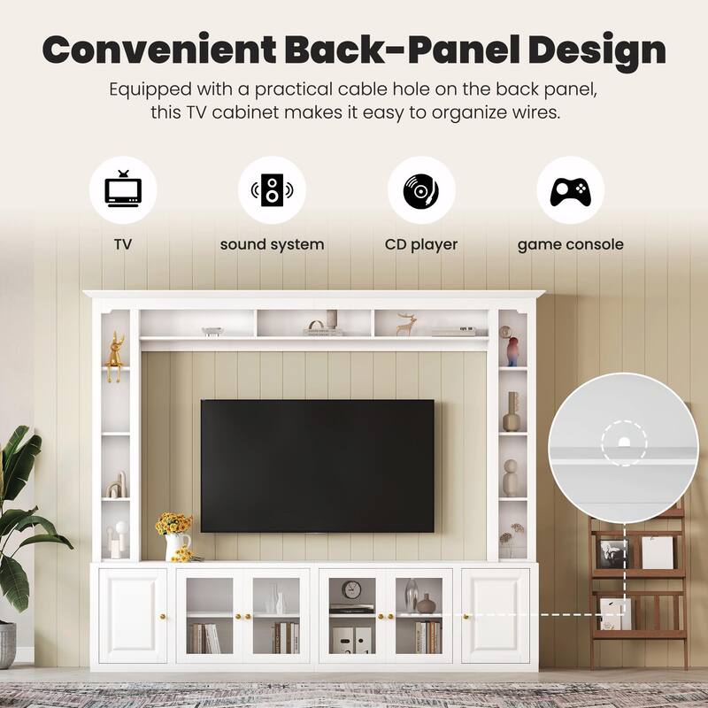 4-Piece Modern Entertainment Center Wall Unit with Bookshelves - All-in-1 Large TV Stand for TVs Up to 80"