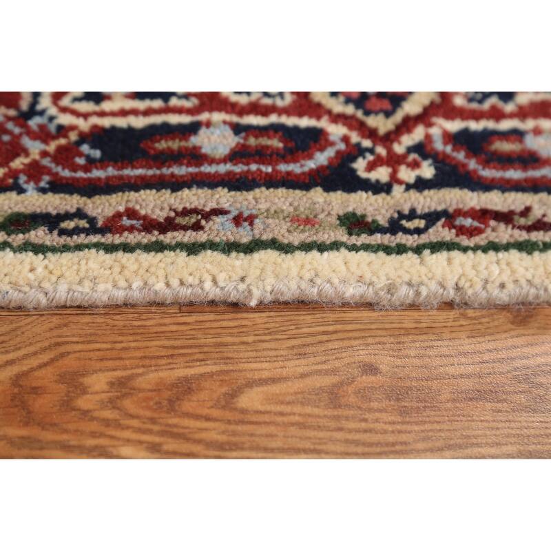 Geometric Traditional Heriz Serapi Oriental Wool Area Rug Hand-knotted - 4'0" x 5'11"
