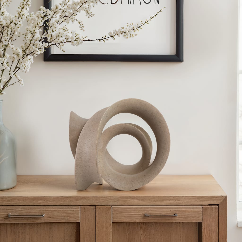 Resin Sculpture with Abstract Curved Loop Design Artistic Silhouette - 13" x 10" x 12"