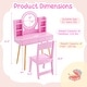 preview thumbnail 4 of 5, Wooden Kids Makeup Vanity Set Desk Dressing Table w/ Mirror & Stool