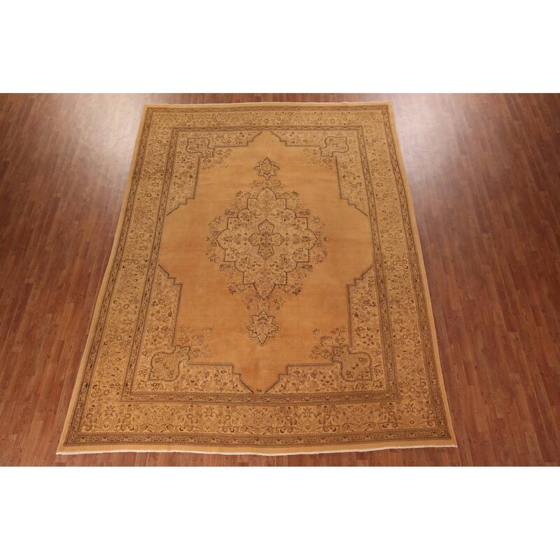 Geometric Tabatabaei Persian Vintage Area Rug Handmade Wool Carpet - 9'7"x 12'7"