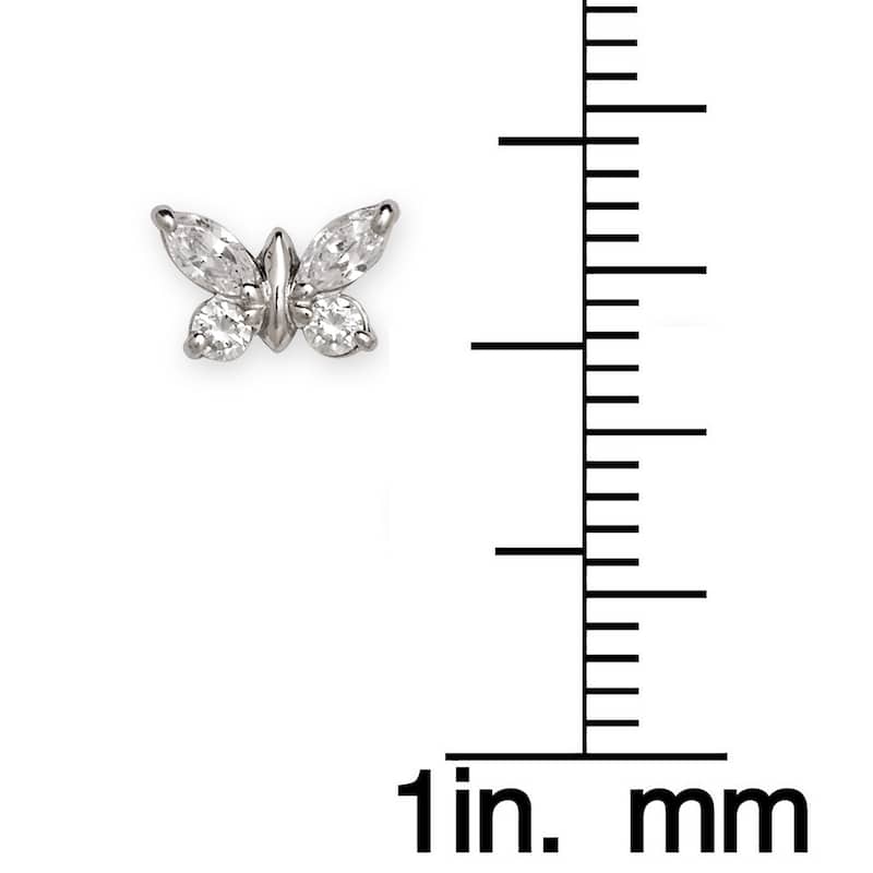 Curata 14k White Gold Marquise Cubic Zirconia Butterfly Screw Back Earrings