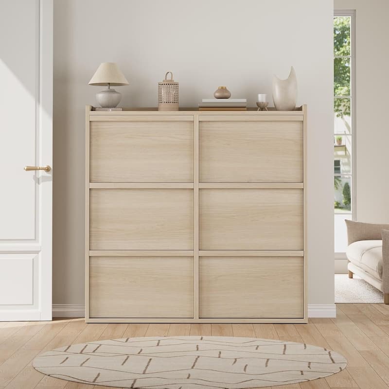 Narrow Shoe Cabinet Organizer with 6 Flip Drawers for Entryway, Hallway, Living Room