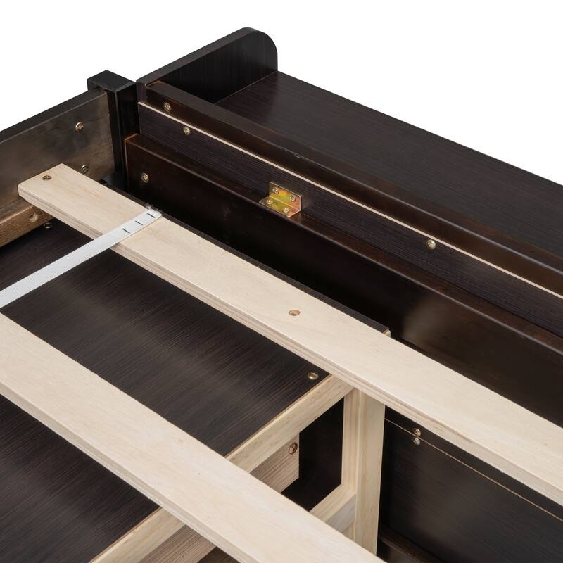 Bed with Bookcase Headboard and Under bed Storage Drawers