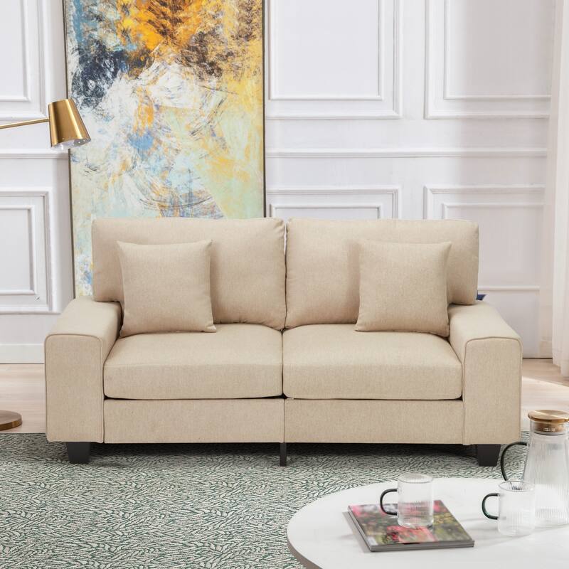 Modern double sofa for small spaces with storage, 2 soft cushions