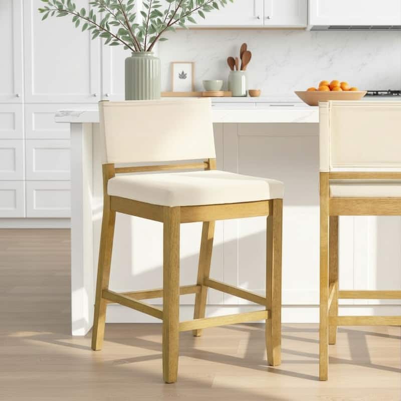 Yanely Mdoern Bar Stool, Upholstered Counter Height Stool with Solid Wood Legs - Single - Amber Glow - Counter Height