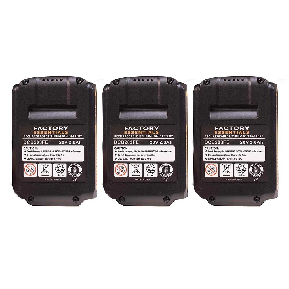 Shop 3x Replacement For Dewalt Dcb203 20 Volt 2 0ah Lithium Ion Battery Dcb200 Dcb204 Dcb205 Black Overstock 29767808