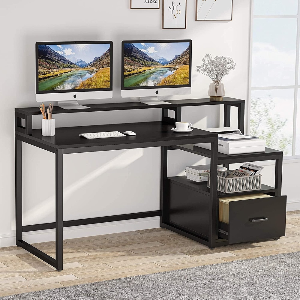 large modern desk with drawers