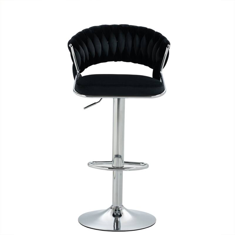 Set of 4 Bar Stool Adjustable Height with Swivel Seat