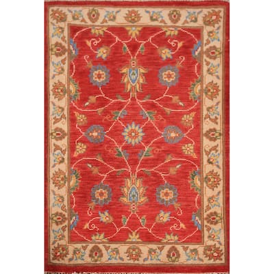 Floral Kazak Oriental Foyer Rug Hand-Knotted Red Wool Carpet - 2'0" x 3'0"